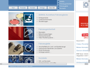 arbeitsscheinwerfer.com: ASI Normteile GmbH . Fahrzeuglacke . Schlepperlacke . Gerätelacke . Kunstharzlacke . Asinol . Fahrzeugsicherheit . Normteile . Metallanalyse - Verschleissteile für Landmaschinen, Fertigung von Industrieteilen
ASI Normteile GmbH - Fahrzeuglacke Asinol Landmaschinen Verschleißteile, Anhängerzubehör, Warntafeln, Fahrzeugsicherheit, Normteile und Fertigung von Teilen in der Fahrzeugtechnik.