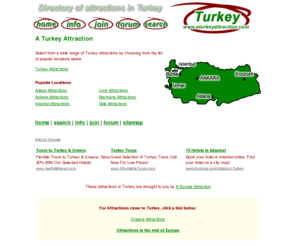 aturkeyattraction.com: A Turkey Attraction - Turkey's leading online attraction directory
A Turkey Attraction is the premier attraction directory for attractions in Turkey