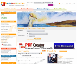 free-scores.org: Free-scores.com : Mondial de la Partition Gratuite (Partitions Gratuites PDF, MIDI et MP3)
Partitions gratuites, free music scores, partituras gratis. For all music instruments (PDF, gif, jpg, tif) .
