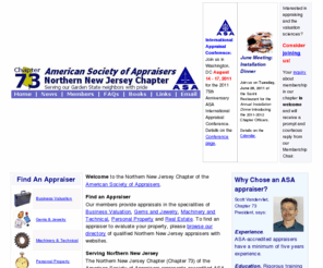 asanj.com: American Society of Appraisers: Northern New Jersey Chapter
New Jersey personal property, real estate, gem and jewelry, business valuation and machinery and specialties appraisers.