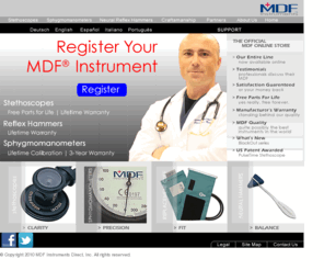 mdfeurope.com: MDF Instruments USA - Manufacturer of MDF Stethoscopes, Sphygmomanometers and Neurological Hammers
MDF Instruments USA is a large privately-held global manufacturer and distributor of medical supplies that include stethoscopes, Sprague Rappaport, mercury sphygmomanometers, professional blood pressure machines and percussion hammers.  MediFriend manufactures and distributes to medical supply distributors, pharmaceutical companies, hospitals, nursing homes, and home health agencies throughout the world.