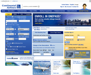 continental-airlines.com: Continental Airlines - Airline Tickets, Vacations Packages, Travel Deals, and Company Information on continental.com
Continental Airline Ticket Reservation, Find all current Continental flight information online, check flight status or book an online airline ticket reservation.