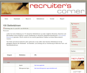 recruiters-corner.com: Recruiter's Corner
Recruiter's Corner - Meinungen und Meldungen aus der Welt des Personalwesens