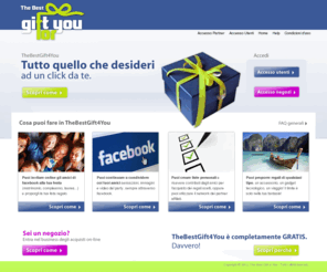 thebestgift4you.com: The Best Gift 4 You - Tutto quello che desideri ad un click da te
The Best Gift 4 You.com è un servizio per creare liste regalo, che semplifica la vita! 
								Gli invitati vedranno le tue scelte e potranno acquistarle con un clic. 
								Può anche essere usato per semplificare il compito di raccolta di quote per fare un regalo ad un amico.