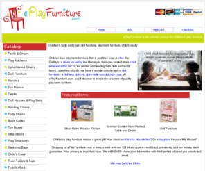 myplayfurniture.com: e Play Furniture - children's playroom furniture including table and 
chairs, pretend kitchens and doll furniture
Visit us for playroom furniture including a child table and chair set, baby doll furniture, play kitchen, children's vanity