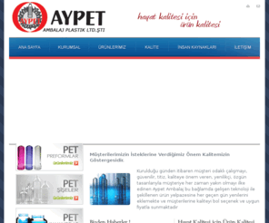 aypetambalaj.com: Aypet Ambalaj Plastik San. Tic. Ltd. Şti. Pet Şişe, Pet Preform, Pet Kavanoz
Aypet Ambalaj Plastik San. Tic. Ltd. Şti. Pet Şişe, Pet Preform, Pet Kavanoz, plastik şişeler, plastik kavanozlari plastik kozmetik ürünleri,