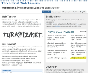 turkhizmet.com: Türk Hizmet Web Tasarım Reklamcılık
Türk Hizmet internet sitesi. Web tasarım, internet reklamcılığı, internet sitesi kurma ve satılık siteler bölümleri bulunmaktadır.