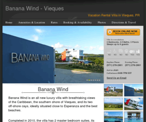 vieques-bananawind.com: Banana Wind - Vacation Rental Villa in Vieques, PR
Just completed, be among the first guests to stay at this all new modern luxury villa, designed by Architect Stanley Hutchinson. Banana Wind offers breathtaking ocean views on three-levels and combine