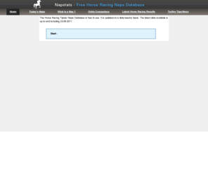 napstats.co.uk: Napstats.co.uk
Horse Racing Naps Database. Overs 2 Years Historical Data. Completely Free to use, The Webs best resource for Napstats.