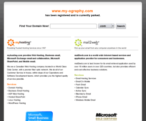 my-ography.com: myhosting.com Parked Domain | Website Hosting & Hosted Email
Affordable website hosting & hosted email services for businesses of all sizes. Click here or call 1-866-289-5091to get started today!