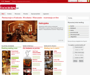 bookler.pl: Restauracje w Krakowie, Wrocławiu i Warszawie - rezerwacja on-line
bookler.pl - rezerwacja restauracji on-line w Krakowie, Wrocławiu i w Warszawie. Przewodnik po restauracjach, opinie i recenzje. Potrzebna restauracja, sushi, kawiarnia, pizzeria, klub, pub lub lokal  na romantyczny wieczór – walentynki, śniadanie, obiad, lunch, spotkanie biznesowe, czy z udogodnieniami dla dzieci? Wybierz i rezerwuj przez nas, a dzięki temu restauracje, kluby i puby dadzą Ci zniżkę - upust lub prezent niespodzianke. Dbamy, aby oferta, opis, ocena i recenzja była aktualna, adekwatna dla danej restauracji. Dodatkowo w serwisie bookler.pl czeka na Ciebie zawsze prosty konkurs i ciekawa nagroda.