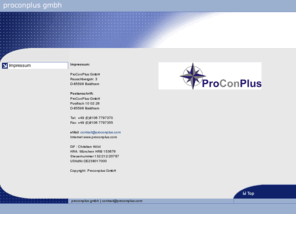 proconplus.com: proconplus gmbh - Impressum
proconplus gmbh