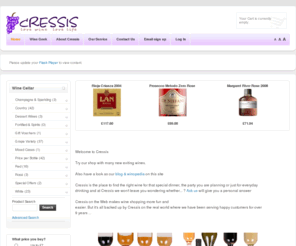 mywine-direct.com: CRESSIS
Welcome to Cressis online Wine Merchants. From the Vineyard to your door. Boutique wineries, wines specially selected by our team from around the world. Online convenience backed by Cressis real world mail order; serving happy customers since 1995. UK Delivery.