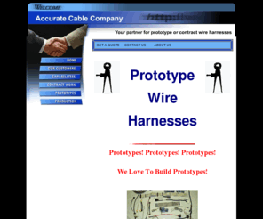 accuratecables.com: Assembly of wire harnesses, prototype, preproduction or production assemblies
Prototype wire harnesses,cable assemblies,flat ribbon cables,contract wire harnesses,discreet wire harnesses,multicoductor cable assemblies and coaxial cable assemblies.