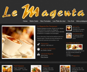 le-magenta.com: Le Magenta | Bar Restaurant | Paris
Le Magenta est un bar restaurant Parisien convivial et festif. Situé face à l’hôpital Lariboisière entre le Sacré-Cœur et la Gare du Nord, Proposant une cuisine traditionnelle et moderne.