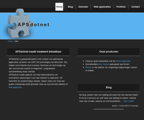 apsdotnet.nl: APSdotnet - Web-based Applicaties op maat
APSdotnet is gespecialiseerd in het creëren van web-based applicaties op basis van ASP.net technologie van Microsoft.