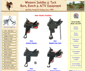 findabettasaddles.com: Abetta Cordura Saddles, Nylon Tack, Synthetic Saddles and Leather Saddles from Saddlesmith, Reinsman, Alamo, Simoc/Longhorn and TexTan.
A. S. Websales specializes in abetta saddles, nylon halters, grooming tools, saddlebags, spurs, stirrups, matching tack sets, nylon headstalls, saddle pads, equine bits, blankets, breast collars, nylon bridles, horse boots, stall mats, horse walkers, girths, and many other items.