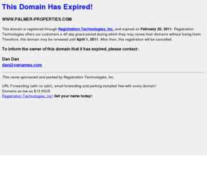 palmer-properties.com: PALMER-PROPERTIES.COM Has Expired!
