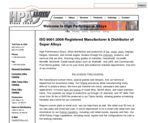 hpalloy.com: High Performance Alloys - Distributor and Producer of nickel and cobalt alloys and super stainless grades
High Performance Alloys - Your source for Corrosion, Wear, and Heat Resistant alloys.