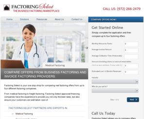 factoringselect.com: Factoring Select - Compare Invoice Factoring Offers
Compare Multiple Invoice Factoring and Accounts Receivable Financing Offers with one application.