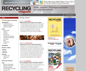 recyclingmagazin.com: Home - RECYCLING magazin
RECYCLING magazin - Trends, Analyses, Opinions and Facts on the Recycling Industry