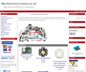 mechatronics-onlineshop.co.uk: Mechatronics-onlineshop.co.uk
Welcome to Mechatronics-online.co.uk We supply Electronic and Mechanical Parts to the hobbyist, student, and professional.