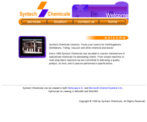 syntech.com: Syntech Chemicals Houston Texas Centrifugations Distillations and Tolling
Syntech Chemical - Distillation, Centrifugation and all your Chemical needs.