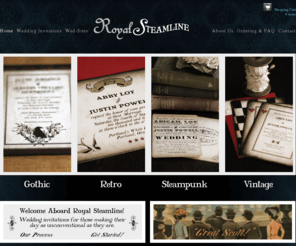 royalsteamline.com: Royal Steamline { gothic / retro / steampunk / vintage wedding invitations } | for non-traditional brides & grooms
for non-traditional brides & grooms