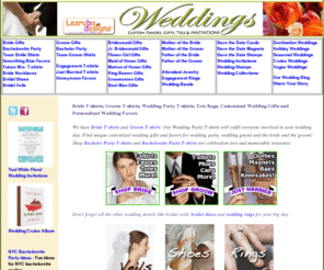 lesrubaweddings.com: Bride T-shirts, Groom T-shirts, Wedding Party T-shirts, Personalized Wedding Gifts
bride t-shirts, groom t-shirts, customized wedding party t-shirts, gifts plus personalized wedding t-shirts gifts and wedding favors for everyone in your wedding party