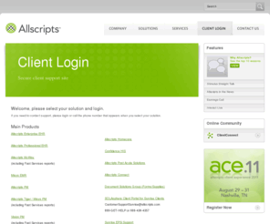 misysoptimum.com: Allscripts - Client Login
Electronic Health Record solutions for physicians, hospitals, clinical education and medical services