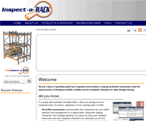 inspect-a-rack.com: Inspect-a-RACK | Pallet Rack Inspections :: Rack Audits :: Rack Damage & Collapses :: Rack Load Ratings
Inspect-a-RACK are the industry experts who provide knowledge-based solutions for rack damage problems. We audit, inspect and certify many rack brands to ensure compliance with Australian Standards and to help prevent devastating rack collapses.