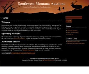 swmontanaauctions.com: SW Montana Auctions: Montana Auction & Auctioneer Service
Montana Auctions and Experienced Auctioneer Service.  SW Montana Auctions Prides itself on running a smooth and efficient auction.  Auctioneer Dave Marsh has been running auctions for years and will be sure to leave a smile on your face.