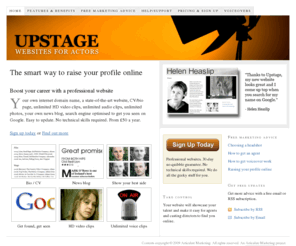 upstagecentre.com: Websites and free marketing advice for actors
Upstage helps actors raise their profile online with websites and free marketing advice