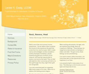 leneenessiglcsw.com: Lenée N. Essig, LCSW, LLC - Home
Rest, Renew, Heal"Healing Takes Courage, & We All Have Courage, Even If We Have To Dig A Little to Find It."  ~ T. Amos