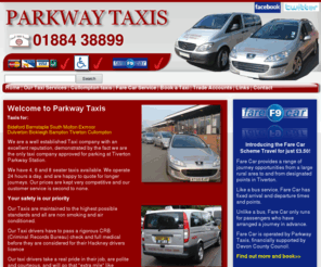 parkwaytaxis.com: Parkway Taxis Tiverton parkway Station
Parkway taxis is based at Tiverton parkway Station in Devon. We offer a taxi service covering Bideford Barnstaple South Molton Exmoor Dulverton Bickleigh Bampton Tiverton Cullompton. You can book your taxi online open a trade account and we are also members of the Far Car scheme