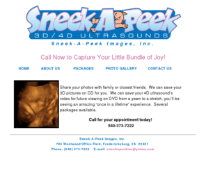 sneek-a-peekimages.com: Sneek-a-Peek Images, Inc.
Sneek-A-Peek Images, Inc., 3D/4D Ultrashounds, Fredericksburg, Virginia