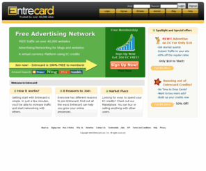 entrecard.com: Entrecard.com: Grow your online traffifc with Entrecard
Entrecard is a free advertising network. The core of our business is to help online business 
increase traffic to their site and network with others using our 