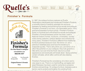 finishers.com: Ruelle's - We sell online All natural non toxic beeswax furniture polish
Antique furniture restoration and repair.