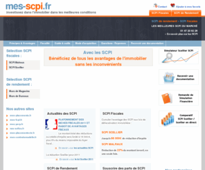 mes-scpi.com: Avec mes-scpi.fr , investir dans l'immobilier via les SCPI dans les meilleures conditions
Avec mes-scpi.fr investir dans l'immobilier dans les meilleures conditions et réduire ses impots à frais réduits!