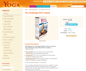 funchallenge.org: Fun Challenge DVD Tripack - Wai Lana
<strong>Challenging, fun, and deeply effective, these 3 workouts help experienced yogis extend their boundaries.</strong> <br> Tripack includes: <ul style=&#039;margin-top:0px;&#039;> <li style=&#039;margin-left:-1.8em;&#039;><strong><A href=&#039;http://www.wailana.com/shop/products/Burn-Off-DVD.html&#039;>Burn Off DVD</a></strong>: Burn off calories, toxins, and fat while strengthening your body and reducing stress.</li> <li style=&#039;margin-left:-1.8em;&#039;><A href=&#039;http://www.wailana.com/shop/products/Firming-DVD.html&#039;><strong>Firming DVD</strong></a>: Firm, tone, and invigorate your entire body through this uplifting yoga routine.</li> <li style=&#039;margin-left:-1.8em;&#039;><A href=&#039;http://www.wailana.com/shop/products/Upside-Down-DVD.html&#039;><strong>Upside Down DVD</strong></a>: Discover yoga&#039;s secrets for youthfulness, enhanced energy, and a good metabolism.</li> </ul> <p>(Total running time: Approx. 175 minutes) <p>"It&#039;s no wonder yoga instructor Wai Lana has a weekly TV series viewed by millions. We have evaluated scores of yoga tapes over the years, and Wai Lana&#039;s are by far the most beautiful and inspiring we have ever seen!"" <br>&mdash;<i>Elayne Blythe, Film Advisory Board President</i> <p> <font size=&#039;3&#039; color=&#039;red&#039;><b> Recommendation </b></font> <br> The poses presented in this series are challenging and may not be suitable for everyone. To gain the strength and flexibility required for the more challenging poses presented in this series, you are advised to master the <a href=&#039;http://www.wailana.com/shop/products/Easy-Series-DVD-Tripack.html&#039;>Easy</a> and <a href=&#039;http://www.wailana.com/shop/products/Hello-Fitness-DVD-Tripack.html&#039;>Hello Fitness series</a> first.</p> <p><b>Level:</b> Advanced</p>