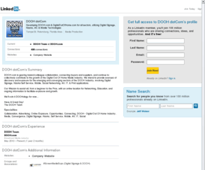 doohlinkedin.com: DOOH dotCom  | LinkedIn
View DOOH dotCom's professional profile on LinkedIn.  LinkedIn is the world's largest business network, helping professionals like DOOH dotCom discover inside connections to recommended job candidates, industry experts, and business partners.