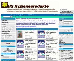 patientenversorgung.net: HS Hygieneprodukte
Onlineshop HS Hygieneprodukte