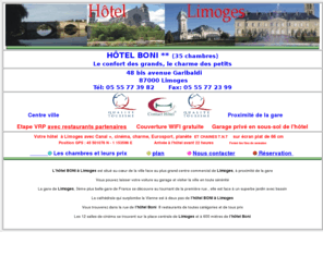 hotelslimoges.com: hotel limoges boni,hotel-limoges.com
hotel limoges 2 étoiles ,hotel limoges climatisation ,hotel limoges garage,hotel 87, wifi,hotels limoges,centre ville,hotel france,chaine,reservation,confort,pres de la gare,tres calme avec un accueil familial