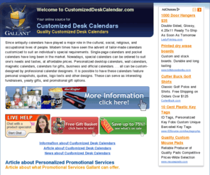customizeddeskcalendar.com: Customized Desk Calendars, Promotional Calendars
Customized Desk Calendars, Promotional Calendars, 2007 calendar, promo items, 2007 calendar free