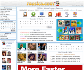 chachacha.com: MUSICA.COM - letras de canciones, vídeos de música ...
En musica.com podrás encontrar: letras de canciones, vídeos de música, wallpapers de música, foros de música, juegos de música (trivial) y fotos de artistas