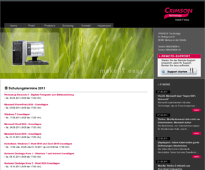 crimson.de: CRIMSON Technology
CRIMSON Technology - Steinau an der Strasse - Ihr kompetenter Ansprechpartner in Sachen: Hardware, Software, Internet, Netzwerk und Schulungen. 