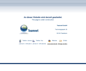 webfax.net: [webfax.net] - An dieser Website wird derzeit gearbeitet - Teamnet GmbH
internet-solutions by teamnet. teamnet ist kompetenter Partner für anspruchsvolle Internet/Intranet-Lösungen