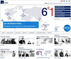 mhmk.de: Start  Macromedia Hochschule für Medien und Kommunikation [MHMK]
Die MHMK ist die führende private Hochschule für Medien und Kommunikation. Zu Medienmanagement, Film u. Fernsehen, Journalistik und Design bietet die Hochschule Bachelor- und Masterstudiengänge.