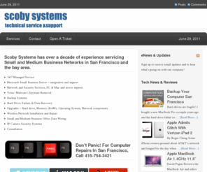 scobysystems.com: Scoby Systems Technical Support
Professional Computer Repair, Install and Upgrades In San Francisco. We have expertise in both Windows and Mac systems.  Reliable service, good communication, excellent value. 