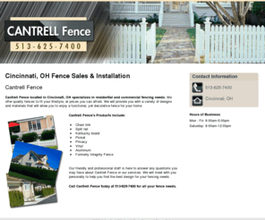 cantrellfence.com: Fence Sales & Installation Cincinnati, OH Cantrell Fence
Cantrell Fence located in Cincinnati, OH specializes in residential and commercial fencing needs. Call 513-625-7400 today.